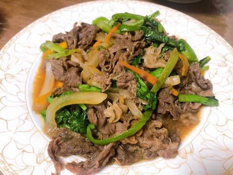 焼肉のたれで簡単！牛肉と小松菜炒め